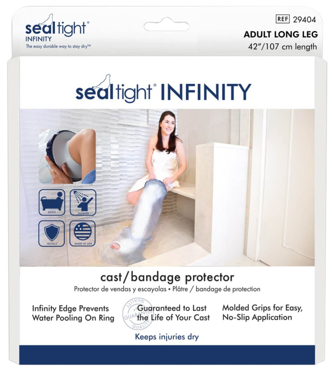 infinity adult long leg cast cover packaging