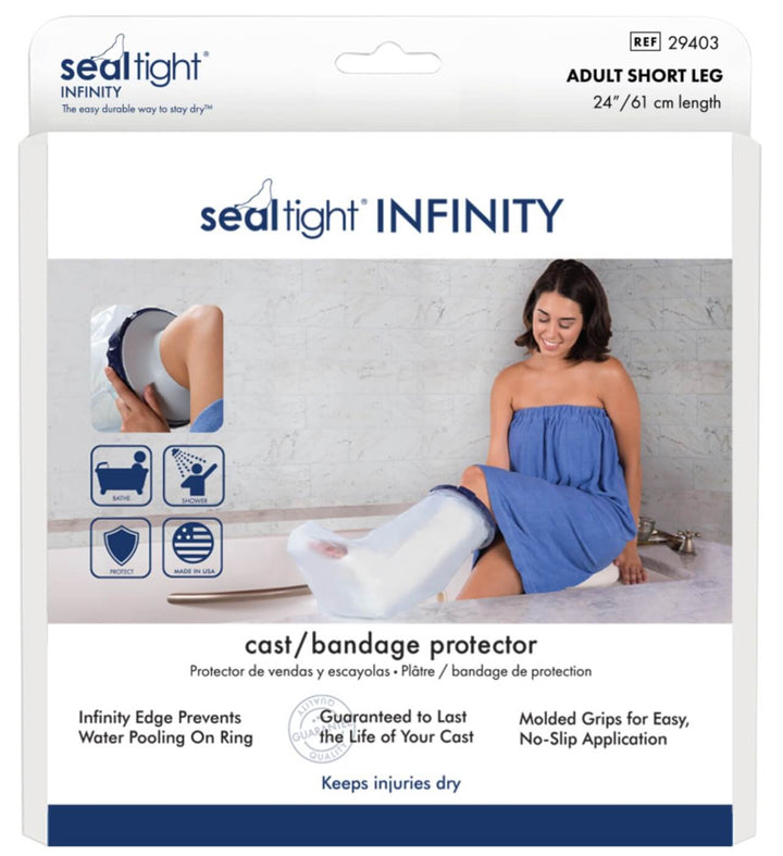 infinity adult short leg cast cover packaging