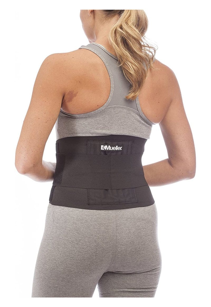 Mueller 255 Lumbar Support Back Brace with Removable Pad, Black, Regular