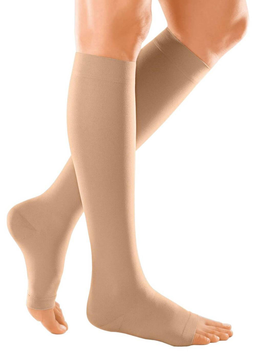 medi duomed open toe knee high compression stockings
