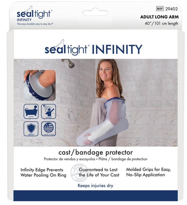 infinity adult long arm cast cover packaging