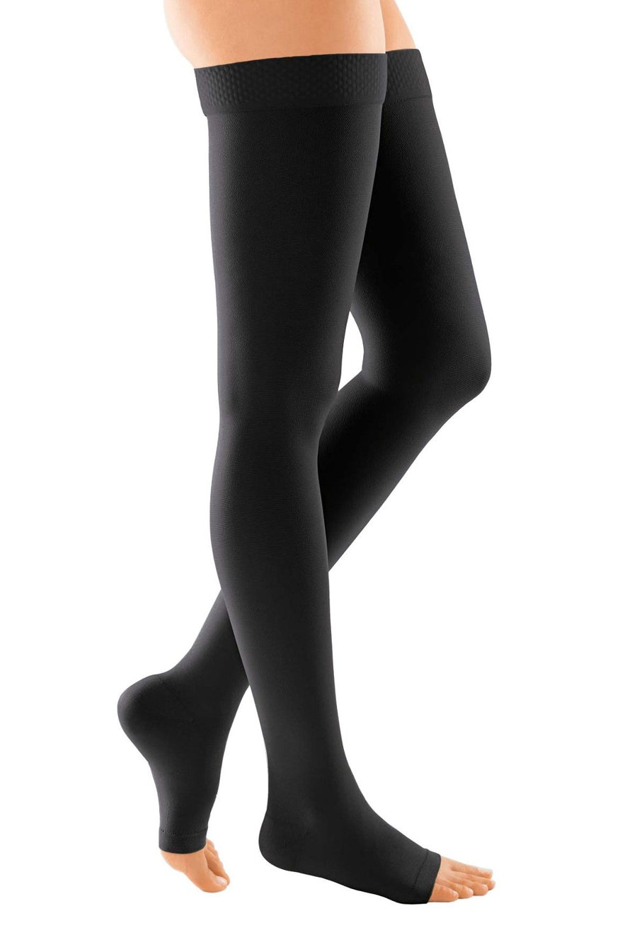 medi duomed thigh high black compression stockings