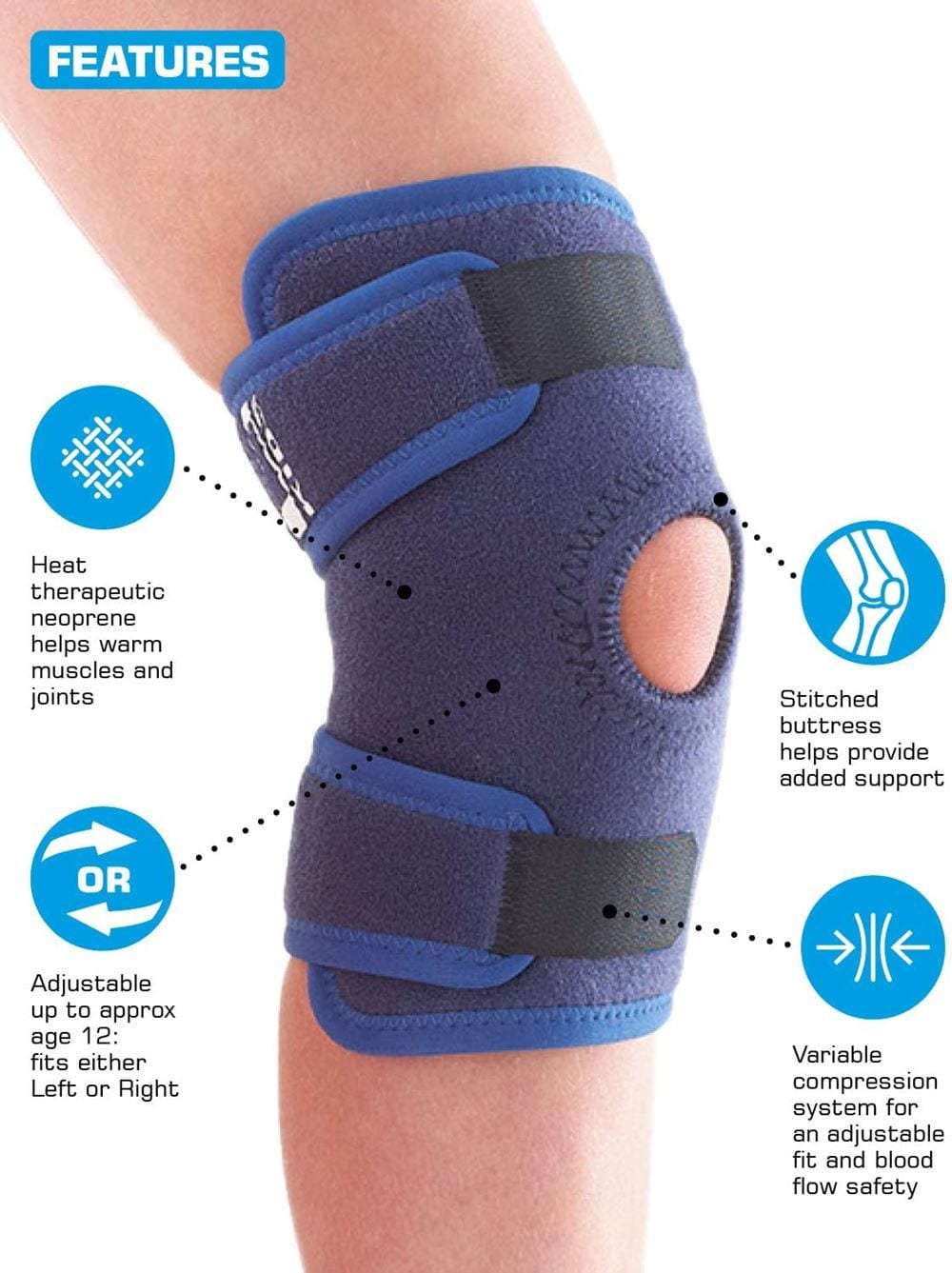 neo g kids knee brace features